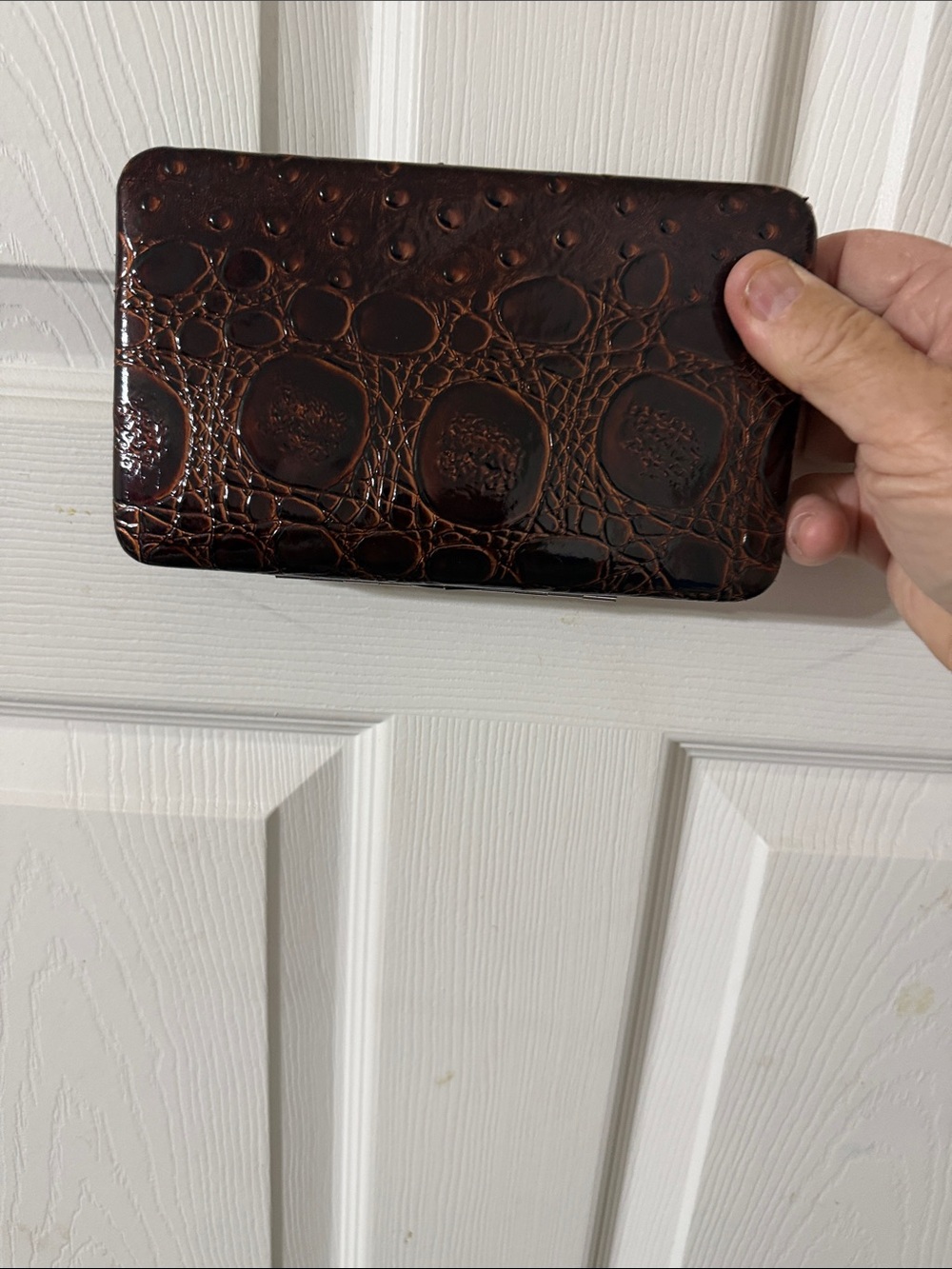 Brown Croc-Embossed Women's Wallet